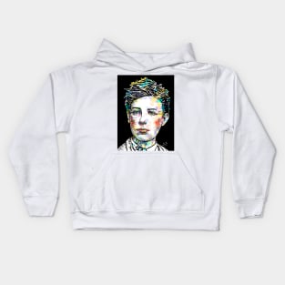 ARTHUR RIMBAUD watercolor and ink portrait Kids Hoodie